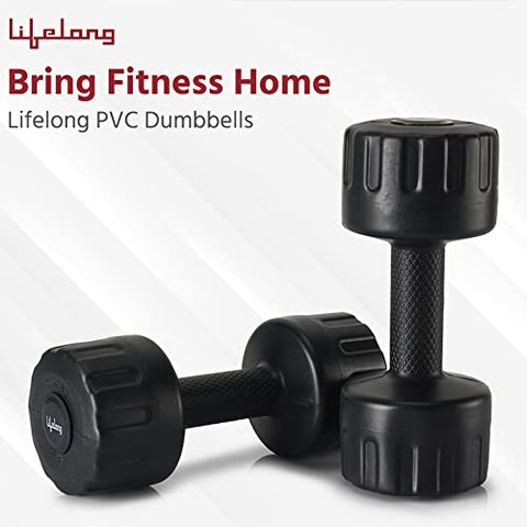 Image of Lifelong PVC Dumbbells Pack of 2 for Home Gym Fitness Barbell, Workout at Home; for Resistance Training; Easy Grip and Anti- Slip Dumbbells (6 Month Warranty)
