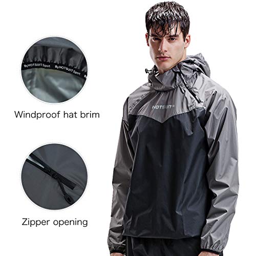 HOTSUIT Sauna Suit Men Weight Loss Gym Exercise Sweat Suits Workout Jacket, Gray, XXL