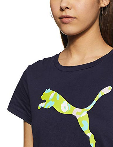 Image of Puma Women's Solid Regular T-Shirt (85595703_Peacoat S)