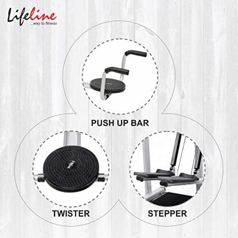 Image of Life line Fitness Manual Treadmill with Twister, Push-up Stand, Stepper for Cardio Weight Loss Exercise in Home Gym (with Stepper, Twister & Pushup Bar (Installation Included))