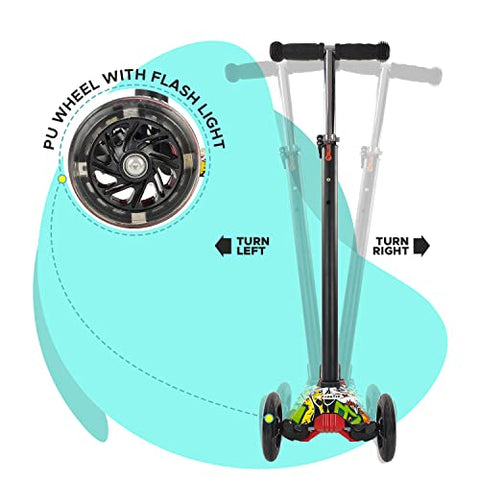 Image of NHR Colorful Graffiti Scooty, 4 Wheel Scooter for Kids, Babies, Toddlers with Adjustable Height, LED Lights n Brake Scooter for Kids 3 to 10 Years (Anycolor)