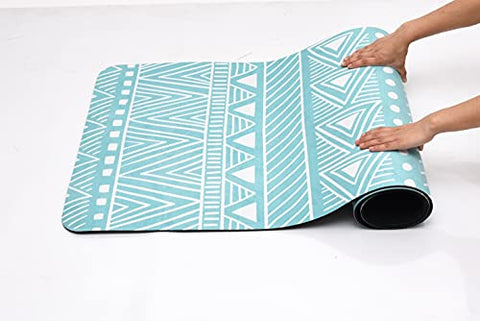 Image of MOOR Premium Design Suede 72 x 24 Inch 6mm Tribal Print Yoga Mat Non Slip High Density Anti-Tear Fitness Exercise Floor Pilates Workout