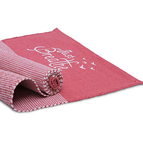 Image of Arka Just Breathe Natural Handmade Cotton Yoga Exercise Mat for Men & Women. (Pink) Dimensions- 72 X 24 Inch,4 mm Thick