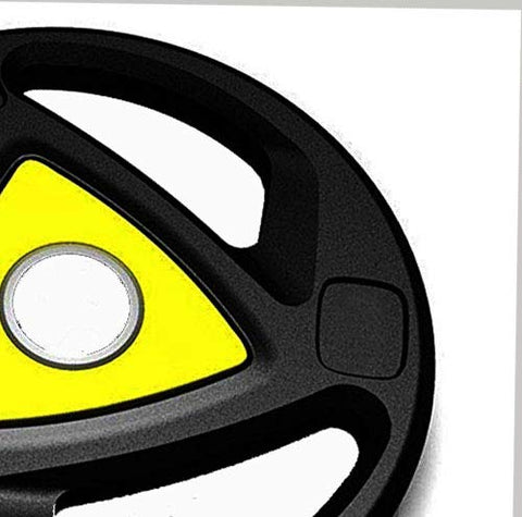 Image of FratiiSingh's Olympic Barbell Rubber Plates {Packed in Pair} of 2.5 Kg, 5 Kg, 7.5 Kg, 10 Kg, 12.5 Kg with 50 mm Dia (2 Inches) (2.5) (Black, Yellow)