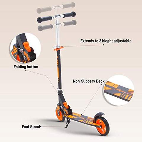 Image of GoodLuck Baybee Runner Skate Scooter for Kids /Baby Runner Scooter with Adjustable Height, Foldable PU Wheels and Weight Capacity 60 kgs for Babies/Childrens Boys & Girls (3- to 12) Years (Orange)