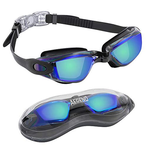 Image of aegend Swim Goggles, Swimming Goggles No Leaking Anti Fog UV Protection Triathlon Swim Goggles with Free Protection Case for Adult Men Women Youth Kids Child, Green Blue