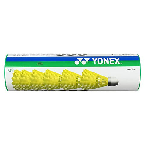 Image of YONEX VOLTRIC 0.7DG Badminton Racquet (Navy Blue, Graphite, 35 lbs. Tension) & Mavis 350 Green Cap Nylon Shuttlecock (Yellow)