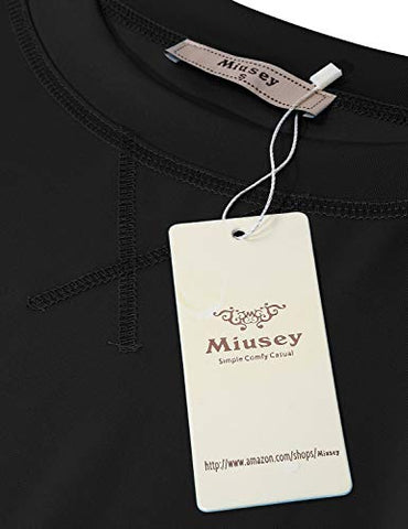Image of Miusey Long Sleeve Sport T Shirt Women,UPF 50+ Crew Neck Athletic Tops Petite Yoga Clothing Exercise Gym Tunics Outdoor Activities Black S