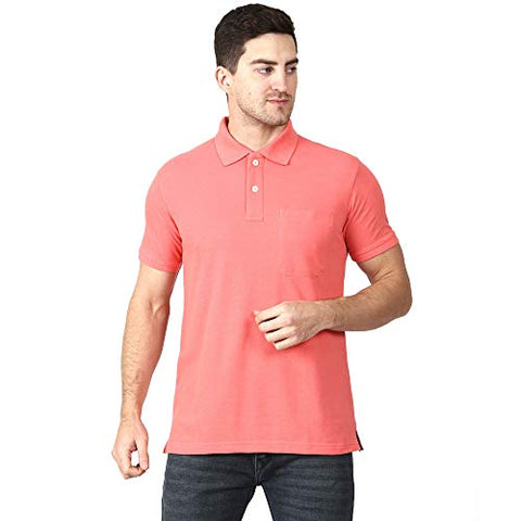 Image of Aspirer Cotton Rich Polo T Shirt Half Sleeve with Pocket Pink