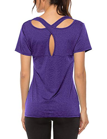 Image of Woman T-Shirts Gym Short Sleeve Running Shirts Sport T Shirt Workout Women's Athletic Shirts Tees