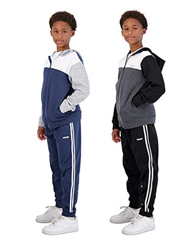 Image of Hind Boys 4-Piece Hoodie and Sweatpant Set for Jogging and Track, Black-blue, 5