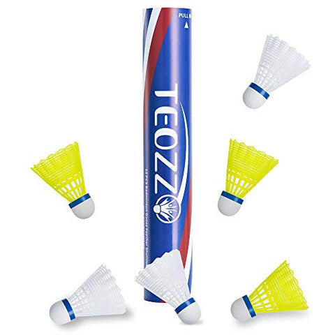 Image of TEOZZO Nylon Badminton Shuttlecocks Pack of 12 Sports Birdies Shuttlecock for Outdoor Indoor Sports Activities