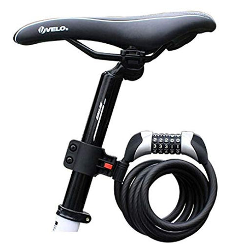 Image of Mayan Cobra Cycle Cable Lock, Helmet Lock, Self Coiling 5 Digit Resettable Number Combination Cable Bike Locks, 4 Feet x 1/2 Inch