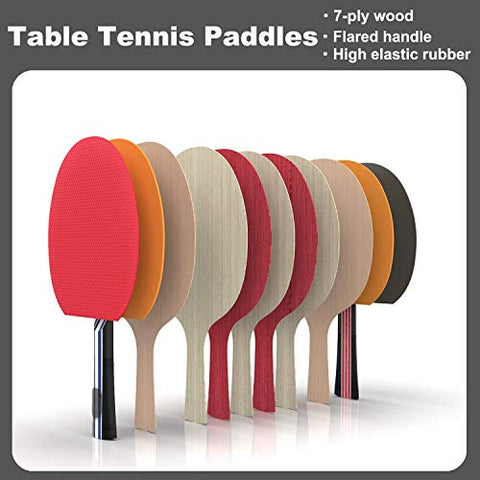 Image of Sportout 4 Player Ping Pong Paddle Set, Table Tennis Paddle Set with Retractable Net, Balls and Portable Case, Perfect for Home Indoor or Outdoor Play