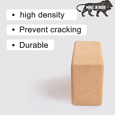 Image of Wearslim Women's and Men's Cork Premium High Density Non-Slip Exercise Yoga Bricks, Lightweight, Odour-Resistant and Moisture-Proof, Perfect Yoga Equipment (23.7 x 14 x 9 cm, Brown)