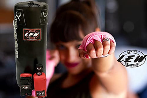 Image of LEW 4FT Filled Soft Strike Synthetic Leather Punching Bag Boxing MMA Sparring Punching Training Kick Boxing Muay Thai with Hanging Chain