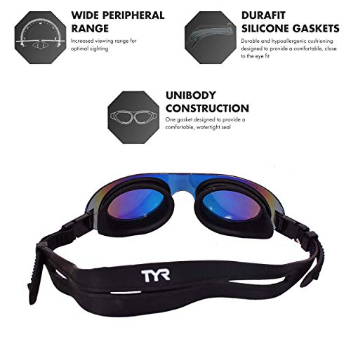TYR 1800939 Swim Shade Mirrored Swim Goggles (Rainbow/Black/Black)