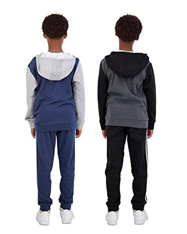 Image of Hind Boys 4-Piece Hoodie and Sweatpant Set for Jogging and Track, Black-blue, 5