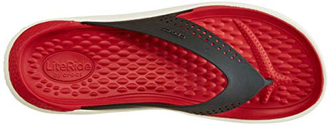 Image of Crocs Unisex Adult LiteRide Black/White Flip Flops Thong Sandals-M12 (205182-066)