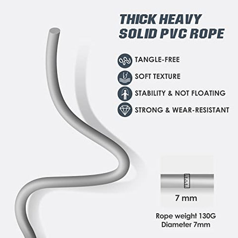 Image of PROIRON Weighted Skipping Rope (GRAY)1LB, Weighted Jump Rope Extra Thick 7mm, Skipping Rope Adult for Women Men, Heavy Jump Rope for Exercise, Boxing, Fitness (Adjustable Speed Rope 3M Long)
