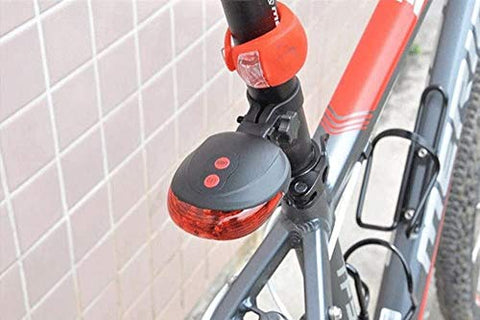 Image of SUKHAD 5 LED+2 Laser ABS Cycling Bike Bicycle Flashing Rear Tail Light/Warning Light, 3.15 x 2.76 x 0.98 inch, Red & Black.