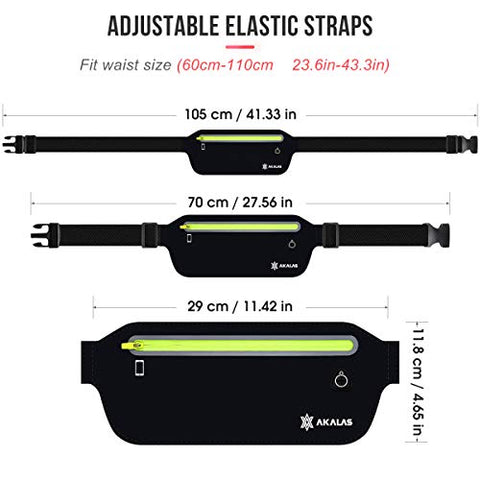 Image of Akalas Ultra Slim Running Belt Waist Pack, No-Bounce Lightweight Fanny Pack, Water Resistant Runner Waist Bag, Adjustable Running Pouch for Gym Workouts, Travel & Outdoor Activities