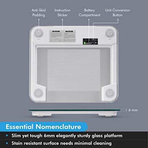 Image of HealthSense Dura-Glass PS 115 Digital Personal Body Weighing Scale, Best Electronic Bathroom Scales & Weight Machine for Home & Human Balance with Room Temperature Indicator, 1 Year Warranty & Batteries Included (Milky White)