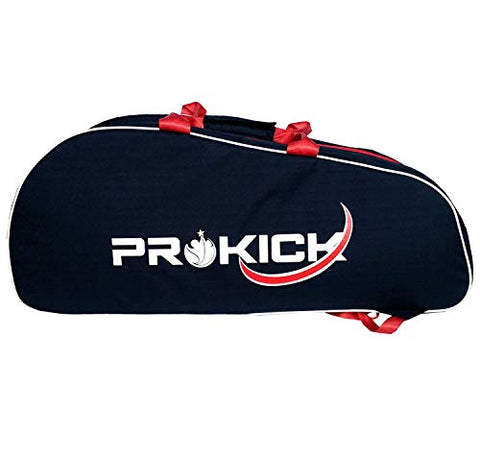 Image of Prokick 900D Polyester, Nylon Lining Double Zipper Badminton/Tennis Kit Bag with Shoe Compartment (Navy)