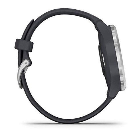 Image of Garmin vívomove 3S, Hybrid Smartwatch with Real Watch Hands and Hidden Touchscreen Display, Silver with Granite Blue Case and Band, Grey