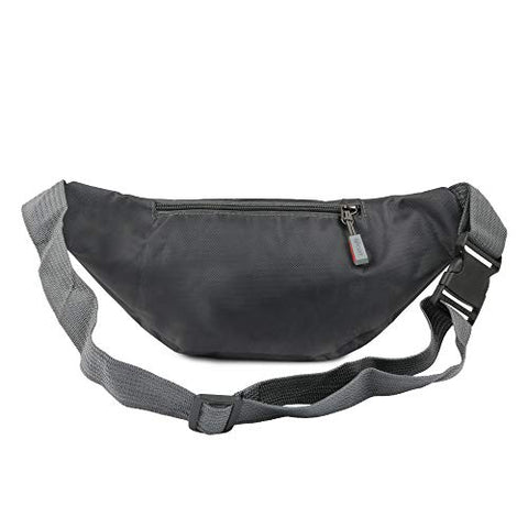 Image of xcluma Waist Pack Travel Handy Hiking Zip Pouch Document Money Phone Belt Sport Bag Bum Bag for Men and Women Polyester (Grey)