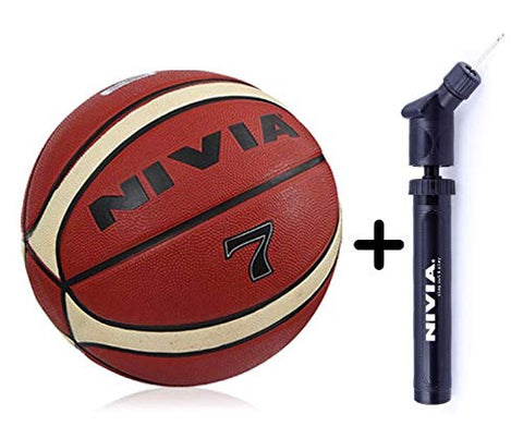 Image of Nivia Leather, Rubber Basketball, Size 7, (Maroon)