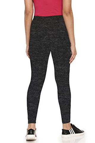 Image of Feather Feel® Skinny Fit Yoga Gym Wear Dance Workout and Active Sports Fitness Back Pocket Leggings Tights Combo for Women|Girls-Black and Dark Grey Melange-(Large)