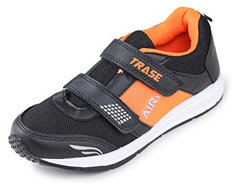 Image of TRASE Boys Black Orange Running Shoes - 11 UK (Kids)