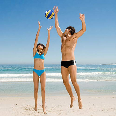 Image of YANYODO Official Size 5 Volleyball, Soft Indoor Outdoor Volleyball for Game Gym Training Beach Play,Yellow/White/Blue Yellow Print