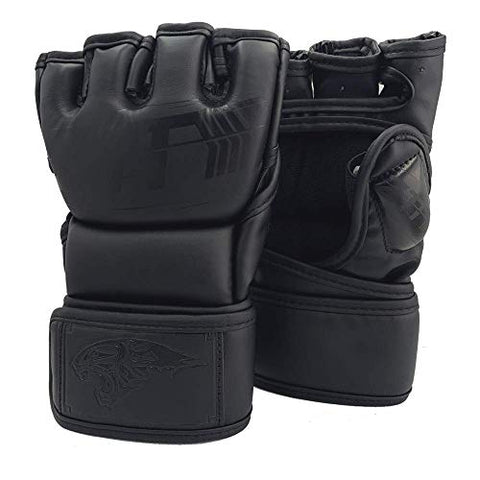 Image of ZTTY MMA Gloves Martial Arts Training Sparring Punching Bag Gloves for The Kickboxing with Microfiber Leather (Black-P, L-XL)