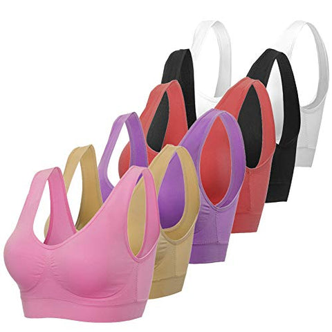 Image of TOBWIZU Sports Bras for Women,Seamless Sleep Bra with Removable Pads Yoga Gym Activity Everyday Wear