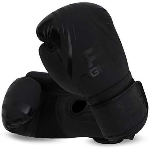 Image of Fighter Boxing Gloves Perfect for MMA Training, Punching Bag, Kickboxing, Muay Thai Boxing Gloves for Men, Women and Adult (Black, 12 oz)