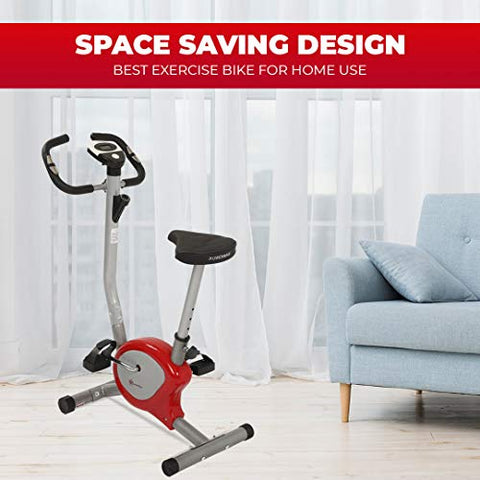Image of PowerMax Fitness BU-200 Exercise Bike - Red & Silver