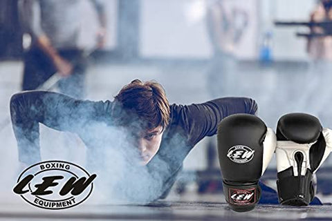 Image of LEW Black Pre Molded Boxing Competition| Training| MMA| Kickboxing | Muay Thai Gloves for Bags & Training Boxing Gloves
