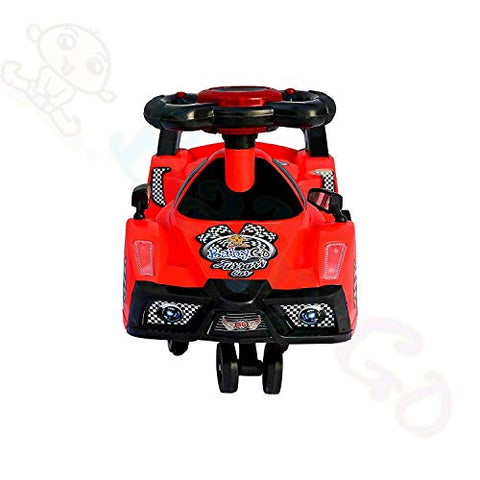 Image of BabyGo Baby Furrari Swing Magic Car Ride On for Kids with Music and Light (Red)