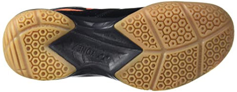 Image of YONEX Men's SHB 36EX Microfiber Non Marking Power Cushion Black, Orange Badminton Shoes - 7 UK
