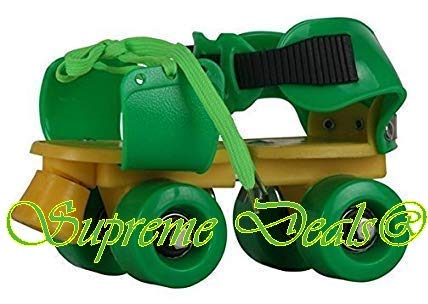 Image of Supreme Deals Designed Plastic Adjustable Inline Roller Skates/Skating Shoe with Front Break for Kids (Green, 4-12 Years)