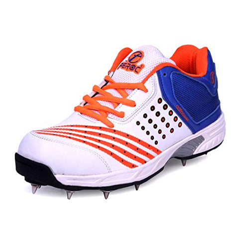 Image of Feroc Men's Synthetic Adf Cricket Spikes Shoes (Orange, 9.5)