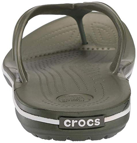 Image of crocs Boy's Army Green/White Flop-7 Men/ 9 Women M US (Crocband Flip)