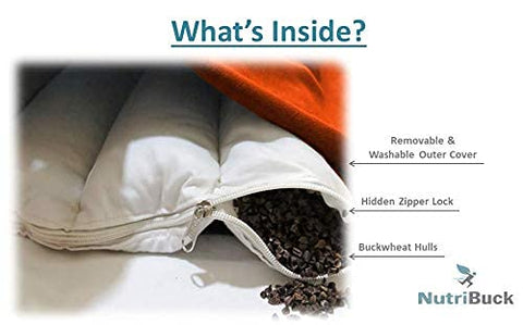 Image of NutriBuck™ | Meditation | Yoga | Cushion | (Zabuton Mat) | Filled with Buckwheat Hulls (Orange)