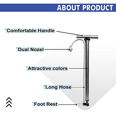 Image of Royal Waves Bicycle Air Pump Tyre Inflatore | Cycle Pumps Lieghtweight | Air Pump Dual Nozzle for Cycle, Bike, Car and Inflatable Furniture/Toys - Grey