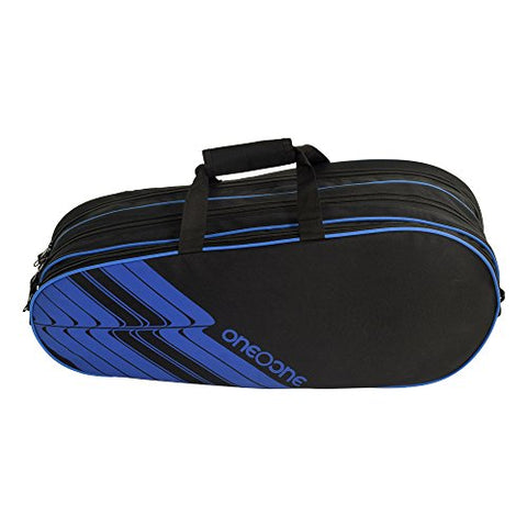 Image of One O One - Lines Collection Triple Black Blue Badminton Kitbag/Tennis Kitbag