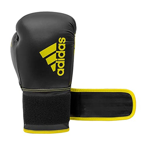 Image of adidas Boxing Gloves - Hybrid 80 - for Boxing, Kickboxing, MMA, Bag, Training & Fitness - Boxing Gloves for Men & Women - Weight (10 oz, Black/Yellow)