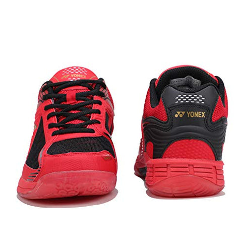 Image of Yonex Hydro Force 5 Badminton Shoes | Ideal for Badminton,Squash,Table Tennis,Volleyball | Non-marking sole | TRU Cushion | TRU Shape |RED BLACK GOLD |UK 8