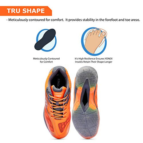 Image of YONEX Hydro Force 2 Men's Non Marking Badminton Court Shoes, Gun Metal/Orange - 8 UK